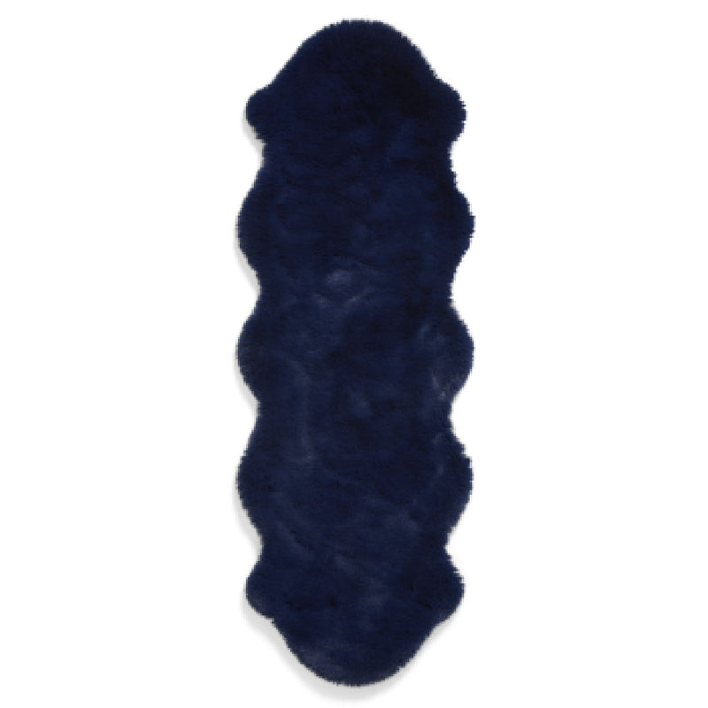 Super Teddy Plain Shaggy Faux Sheepskin Rugs in Navy Blue