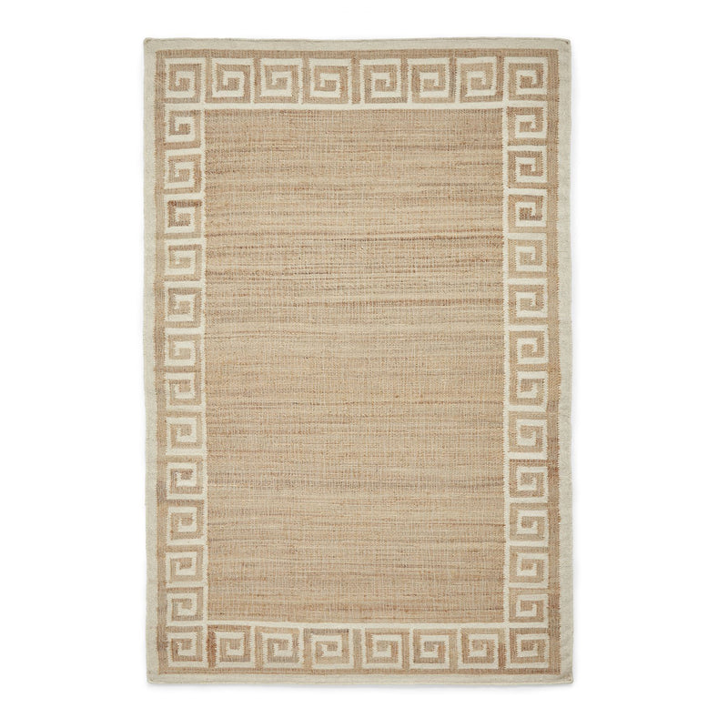 Spartan 29578 Jute Geometric Border Rugs in Natural Ivory