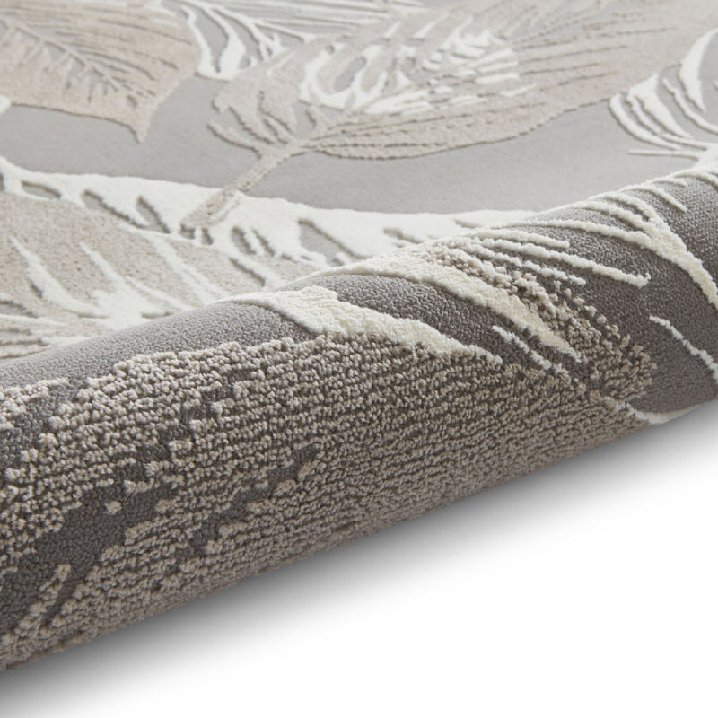 Flores 1925 Botanical Textured Washable Rug in Grey