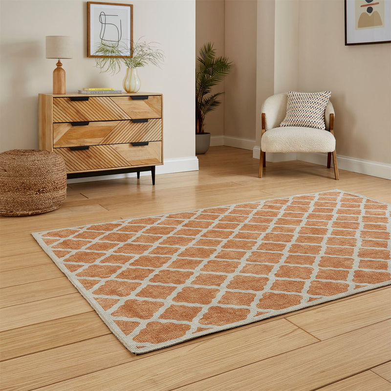 Coral H1063 Modern Washable Trellis Rugs in Yellow