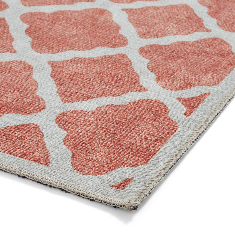 Coral H1063 Modern Washable Trellis Runner Rugs in Orange