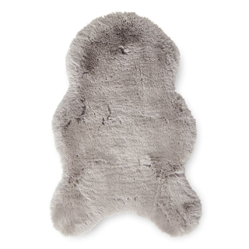 Super Teddy Plain Shaggy Faux Sheepskin Rugs in Silver Grey