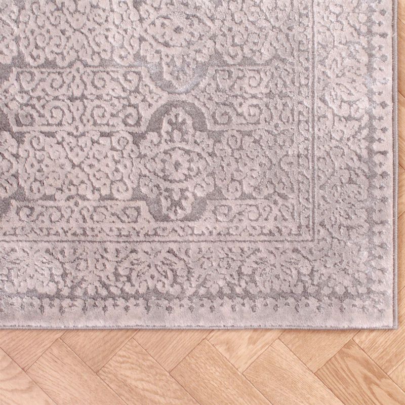 Arabella Opaque Damask Textured Modern Rug in Cream