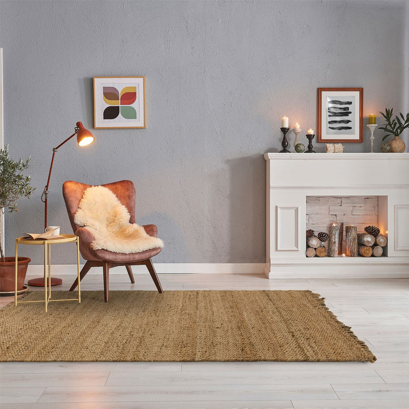 Grove Plain Flatweave Hand Woven Jute Rugs in Natural