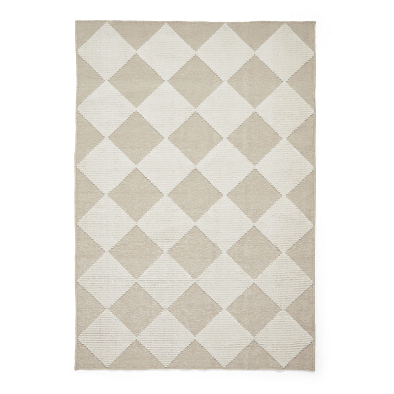 Lyna J0529 Textured Geometric Washable Rugs in Beige White