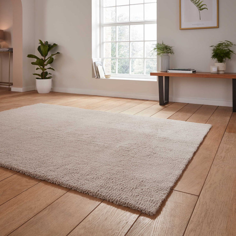 Kara Plain Shaggy Washable Rug in Silver Grey