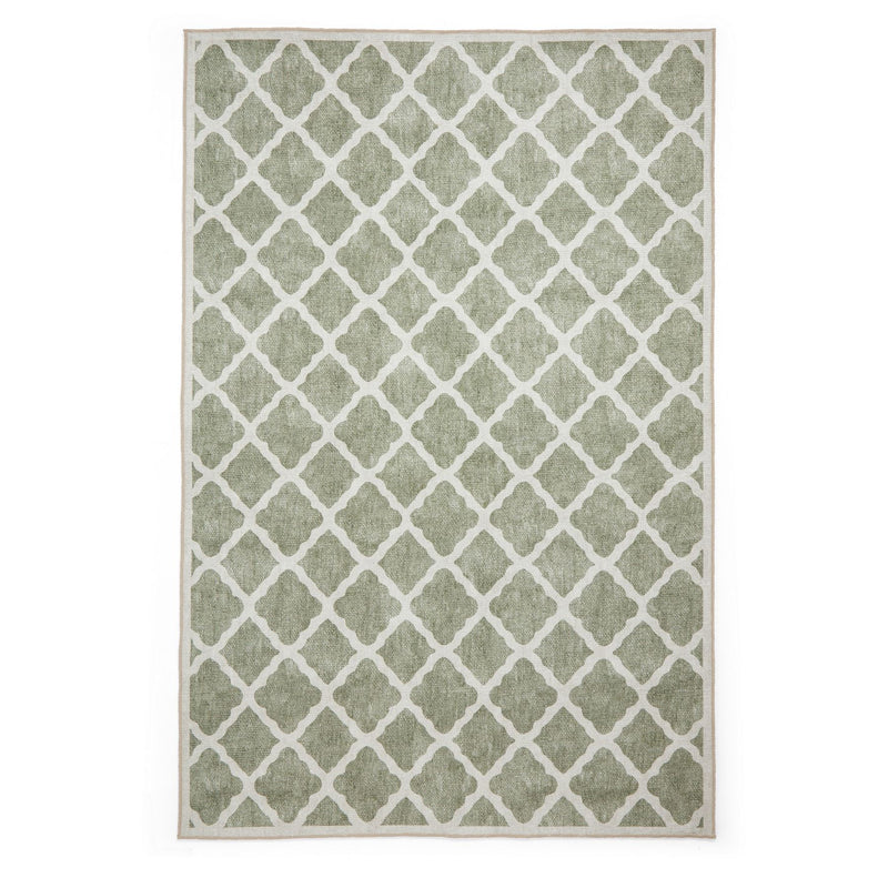 Coral H1063 Modern Washable Trellis Rugs in Green