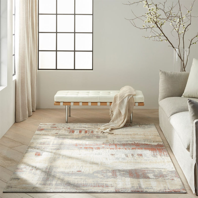 CK005 Enchanting ECH02 Rug by Calvin Klein in Grey Rust Orange