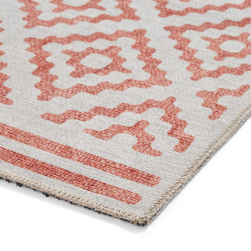 Coral H1058 Modern Washable Geometric Rugs in Orange