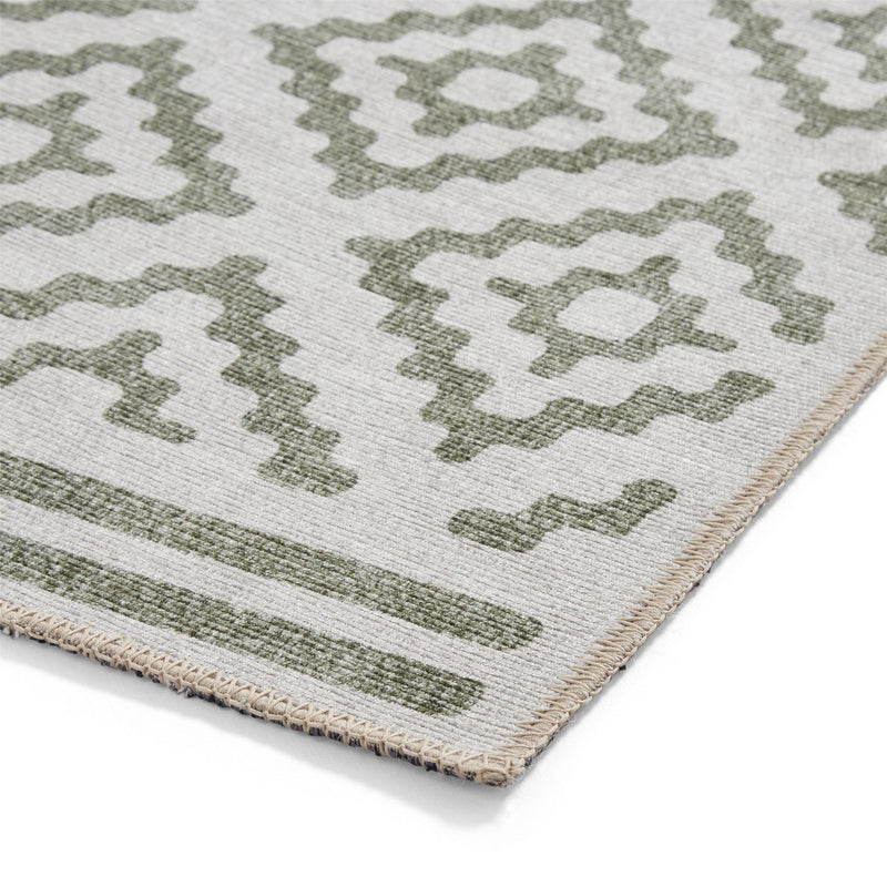 Coral H1058 Modern Washable Geometric Rugs in Green