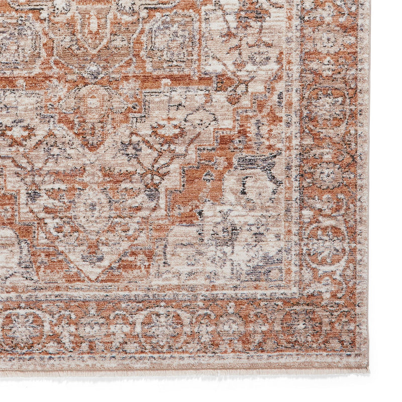 Vintage 35018 Traditional Motif Border Rugs in Terracotta Orange