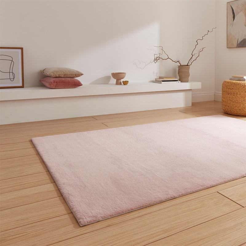 Snug Rug Modern Plain Soft Rugs in Blush Pink