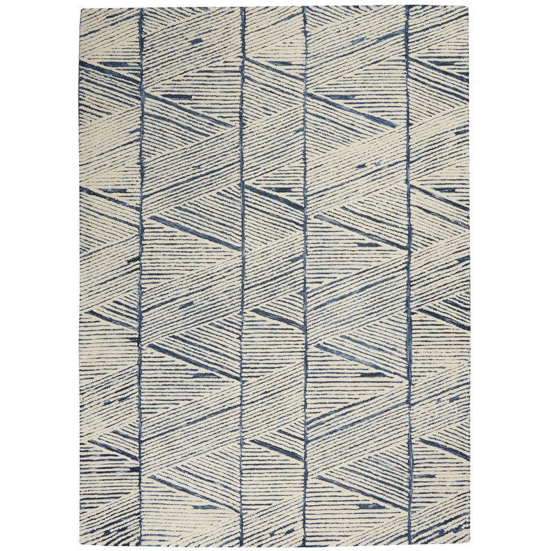 Colorado CLR01 Linear Wool Rugs by Nourison in White Blue