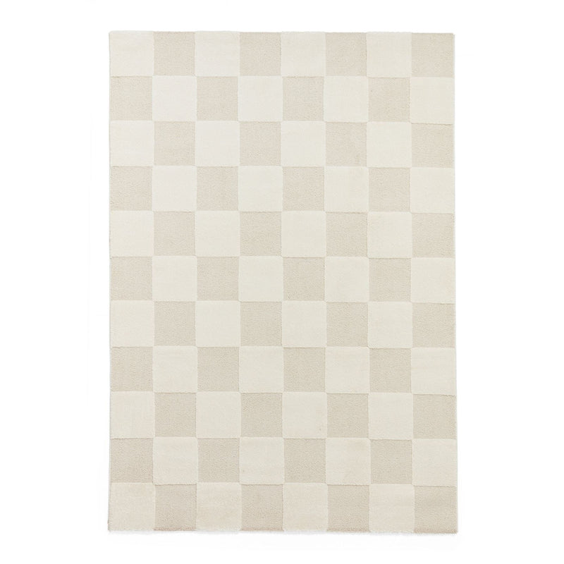 Elio 69924 Textured Geometric Modern Rugs in Cream White