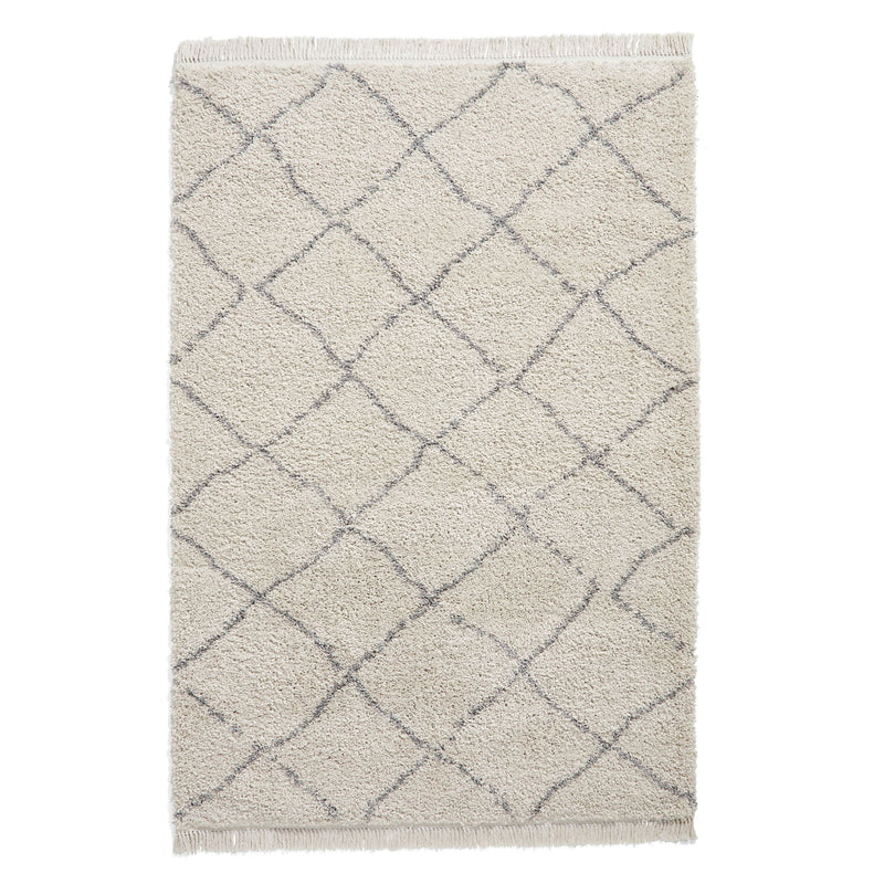 Boho 5413 Berber Shaggy Modern Rugs in Cream White