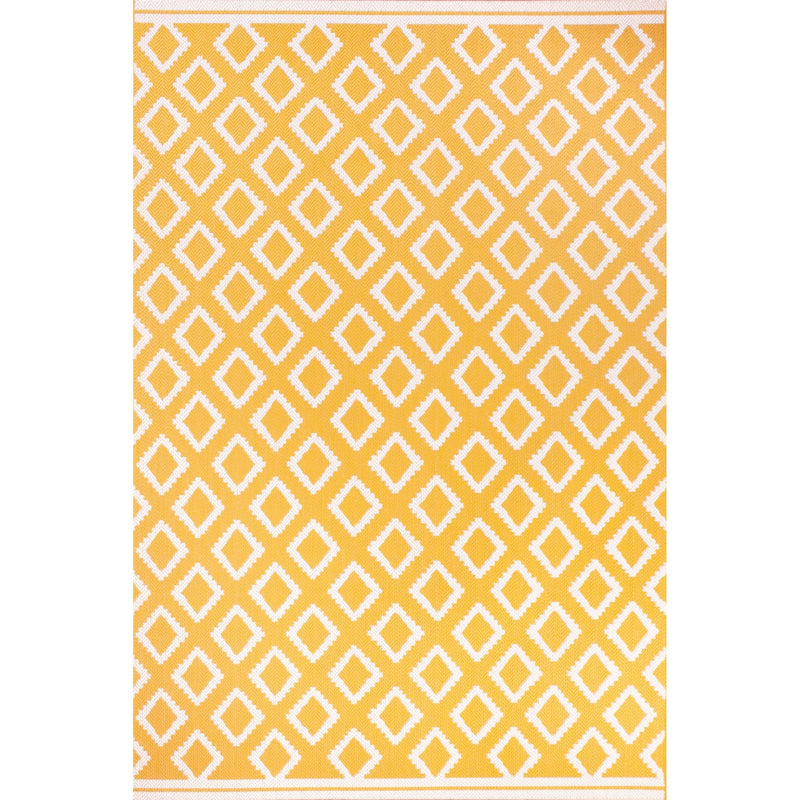 Terrace Diamond Modern Geometric Outdoor Rugs in Gold Yellow