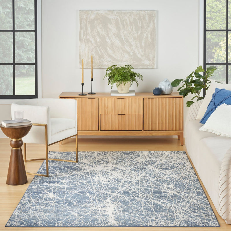 Nourison Exhale Abstract Rugs EXL02 in Navy Ivory