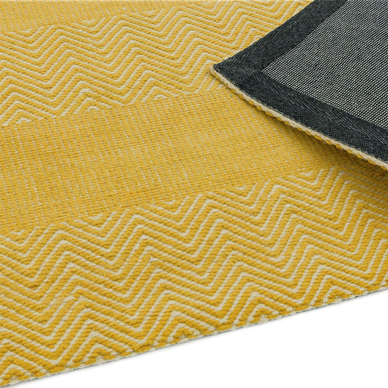 Ives Modern Chevron Striped Rugs in Yellow