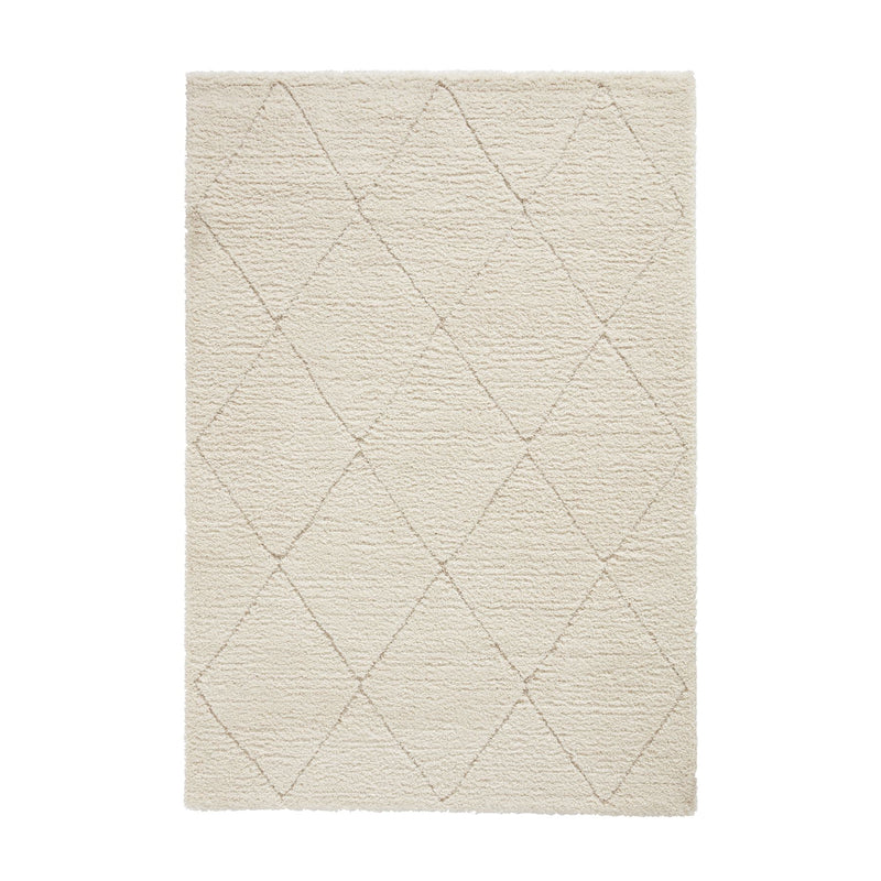 Ideal Shaggy 80260 Berber Geometric Rugs in Cream White