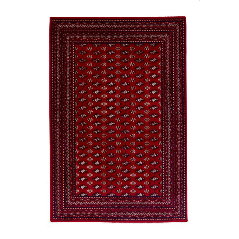 Dubai 62096 Traditional Patterned Border Rugs in Red