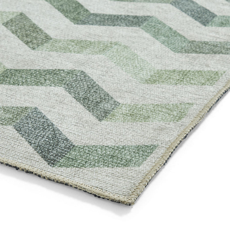 Coral H1059 Modern Washable Chevron Rugs in Green