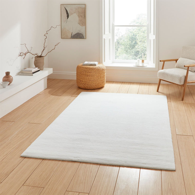 Snug Rug Modern Plain Soft Rugs in White