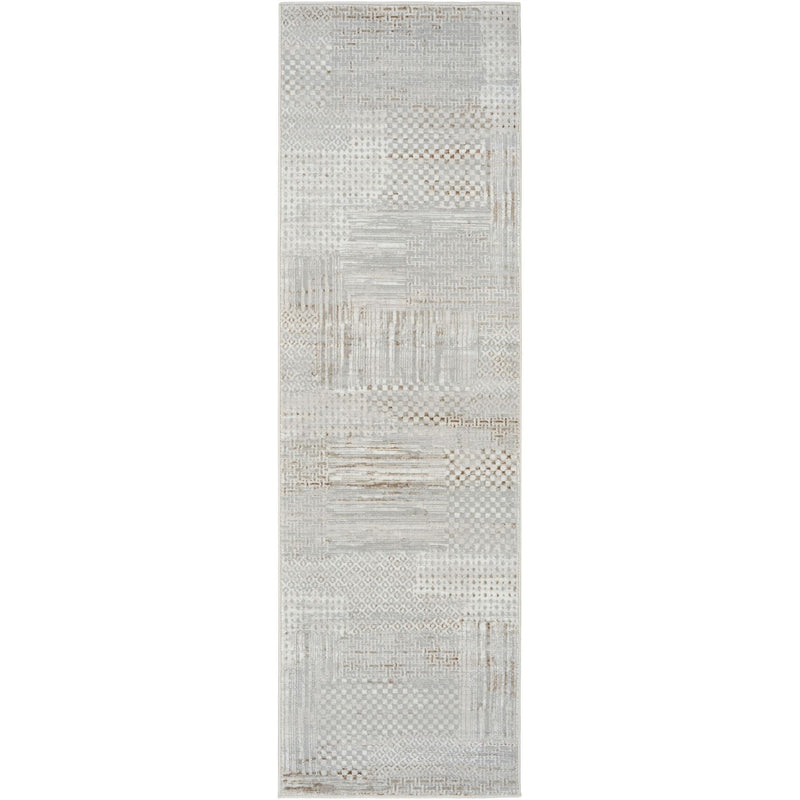 Glitz GLZ09 Geometric Runner Rugs by Nourison in Silver Grey