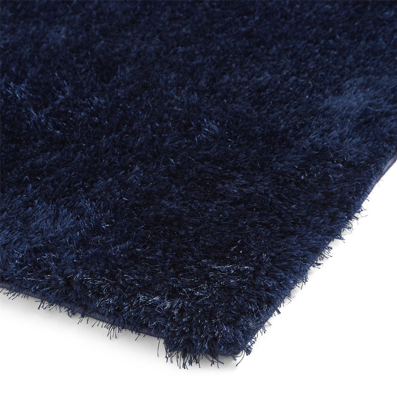 Lux Shaggy Modern Plain Shaggy Rugs in Navy Blue