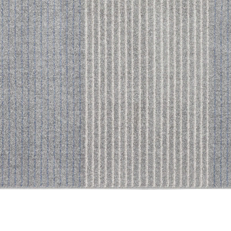 Calvin Klein Stripe Designer Rugs CK001 River Flow RFV06 in Blue Grey