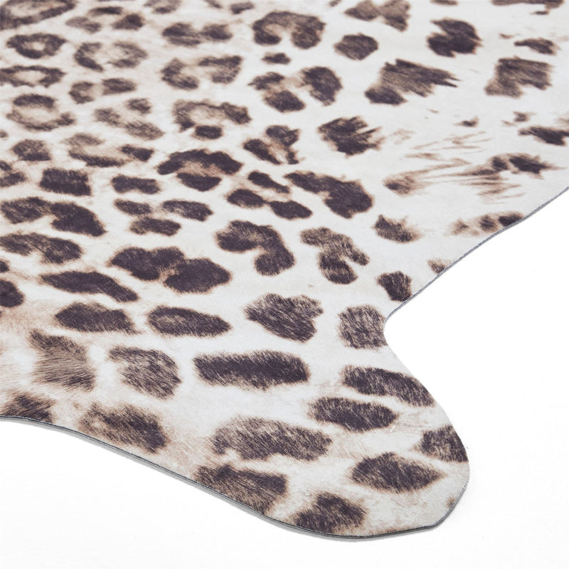 Faux Leopard Print Rug in Brown Beige