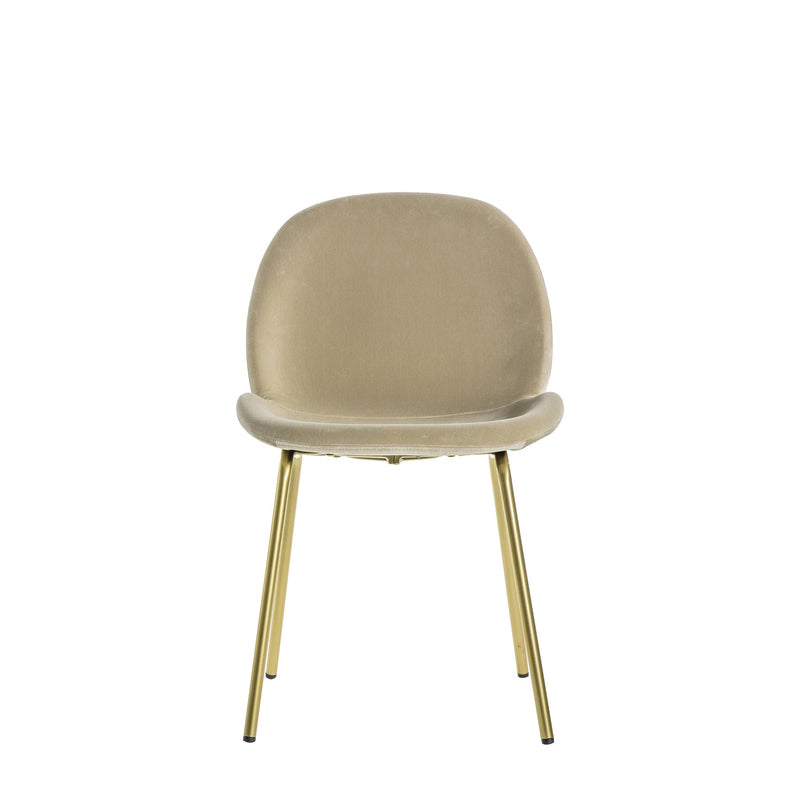 Sora Oatmeal Velvet Dining Chair with Gold Legs Set of 2