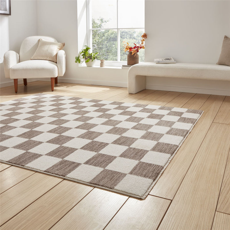 Baltimore 66618 Checkerboard Geometric Modern Rugs in Grey