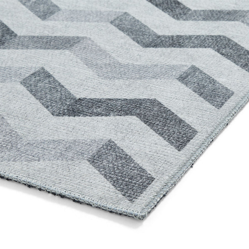 Coral H1059 Modern Washable Chevron Rugs in Grey