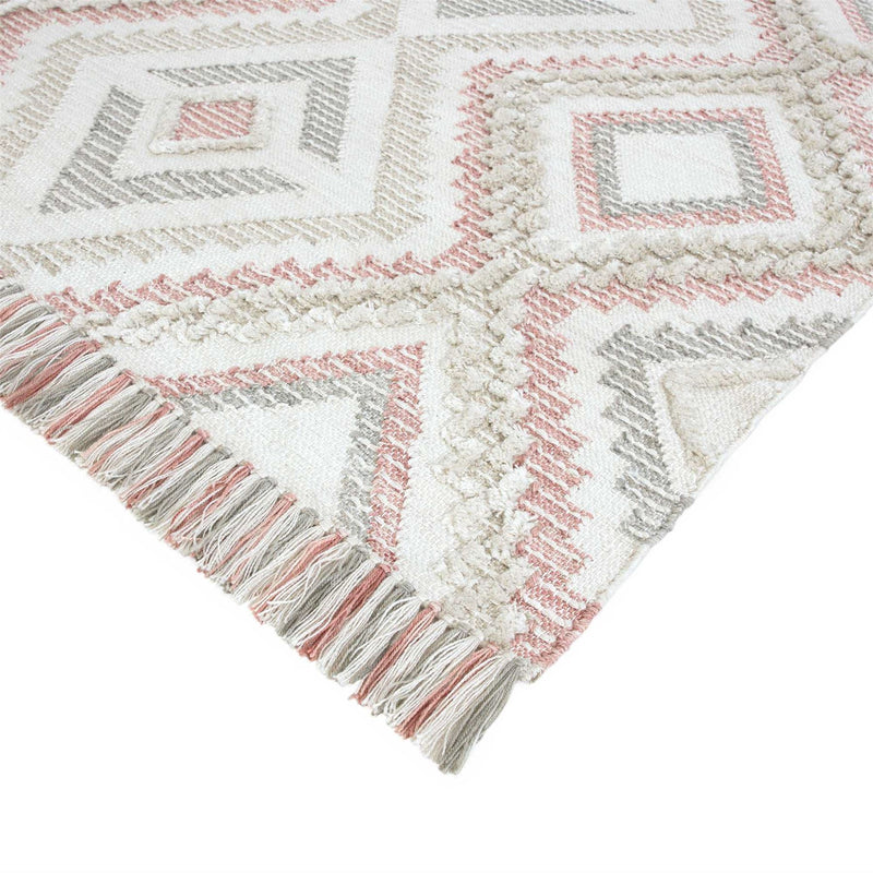 Carlton Boho Geometric Outdoor Rugs in Pink