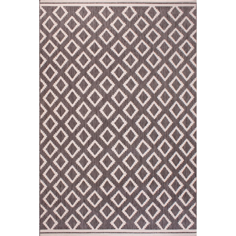 Terrace Diamond Modern Geometric Outdoor Rugs in Grey