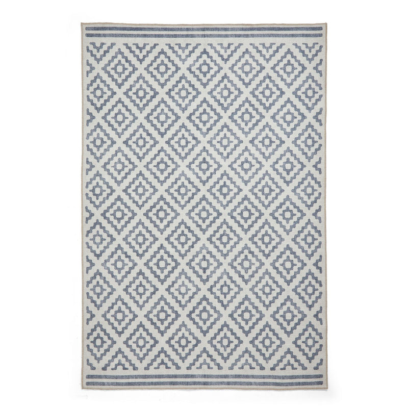 Coral H1058 Modern Washable Geometric Rugs in Blue