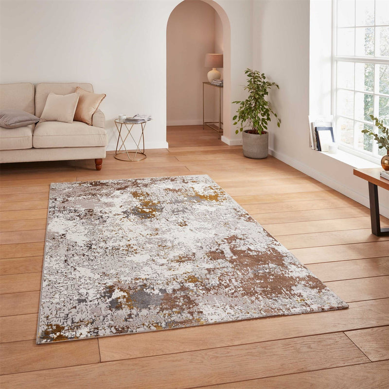 Creation 50179 Modern Abstract Rugs in Gold Beige