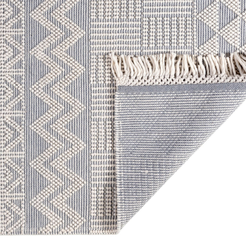 ANYA01 Boho Geometric Zig Zag Rug in Ivory Slate Grey