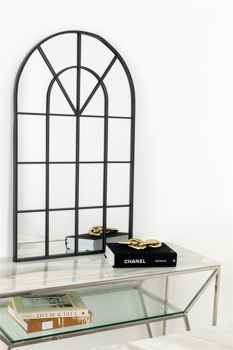 Louise Arched Window Mirror in Black