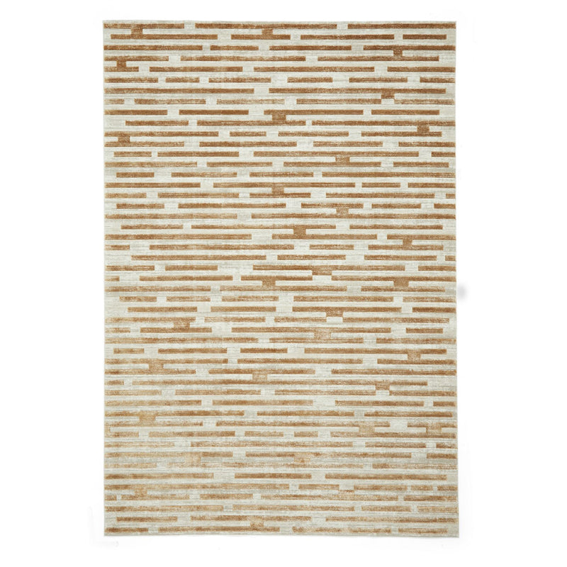 Mirage MR16 Modern Abstract Striped Metallic Rugs in Beige