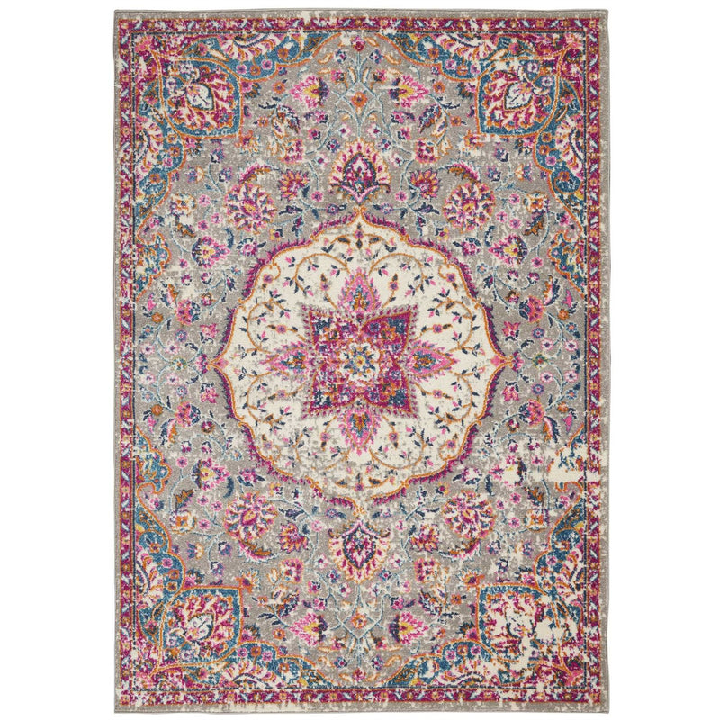 Passion Vintage Distressed Medallion Rugs PSN22 in Grey Multicolour