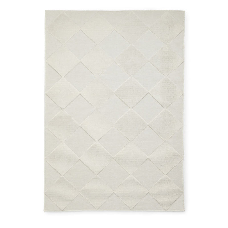 Lyna J0529 Textured Geometric Washable Rugs in Cream