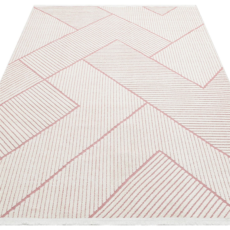 Jazz Jaz14 Geometric Indoor Outdoor Rugs in Rose Pink