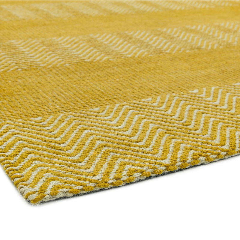 Ives Modern Chevron Striped Rugs in Yellow