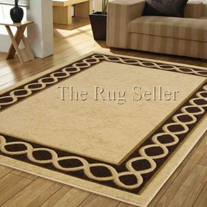 Naples Loop Border Rugs in Beige Brown