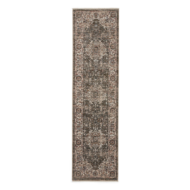 Vintage 35013 Traditional Medallion Border Runner Rugs in Green