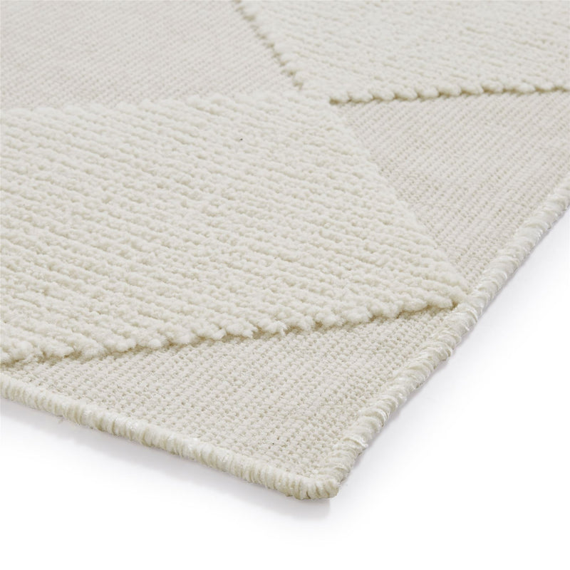 Lyna J0529 Textured Geometric Washable Rugs in Cream