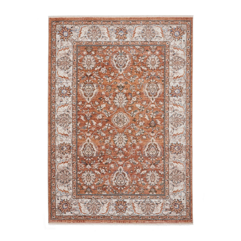 Vintage 35027 Traditional Motif Border Rugs in Terracotta Orange