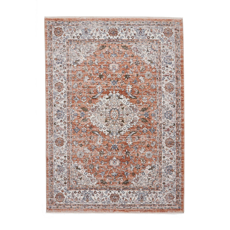 Vintage 35013 Traditional Medallion Border Rugs in Terracotta Orange