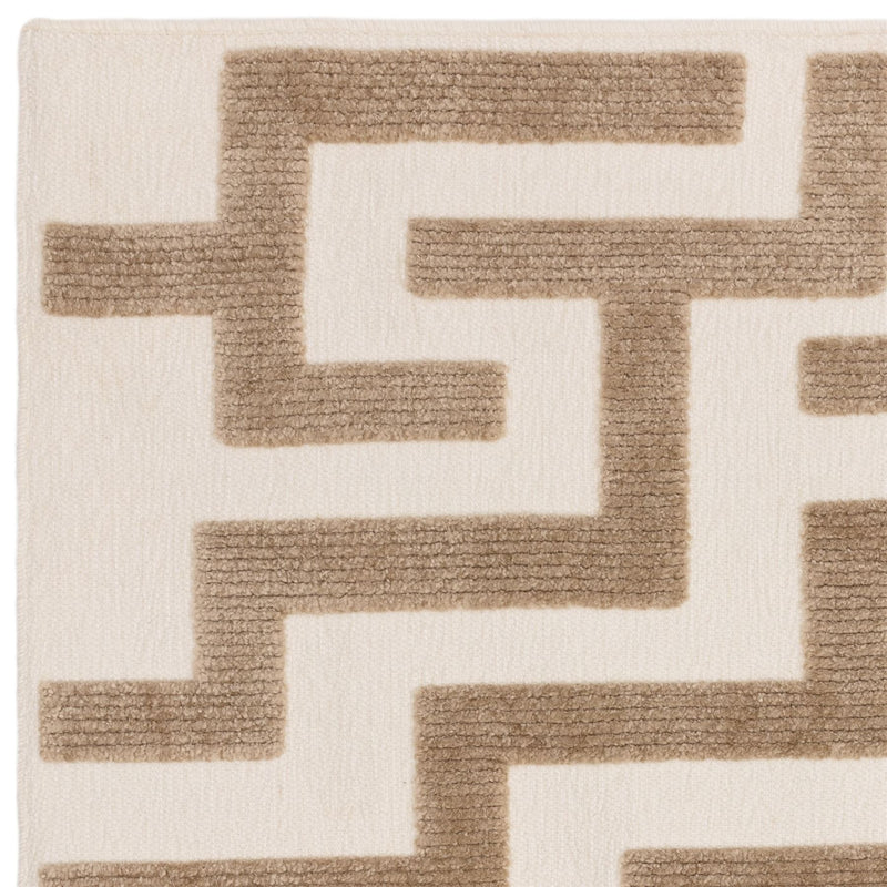 Freja Cove Boho Textured Geometric Washable Rugs in Sand Natural